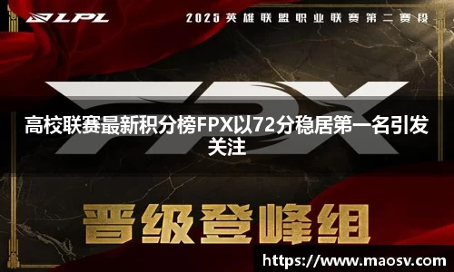 高校联赛最新积分榜FPX以72分稳居第一名引发关注